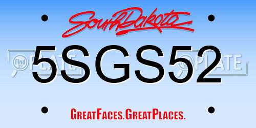 5SGS52 South Dakota License Plate