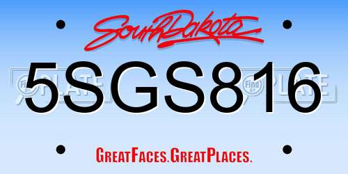 5SGS816 South Dakota License Plate