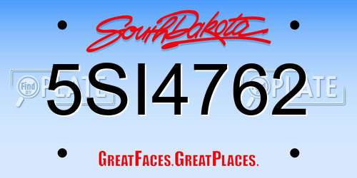 5SI4762 South Dakota License Plate