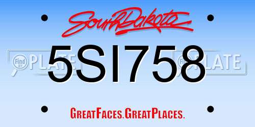 5SI758 South Dakota License Plate