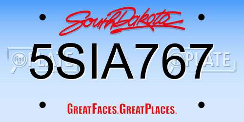5SIA767 South Dakota License Plate