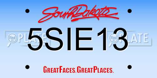 5SIE13 South Dakota License Plate