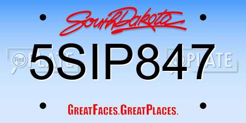 5SIP847 South Dakota License Plate