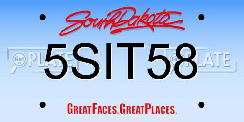5SIT58 South Dakota License Plate