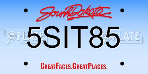 5SIT85 South Dakota License Plate