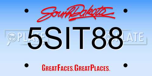 5SIT88 South Dakota License Plate