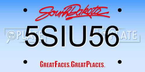 5SIU56 South Dakota License Plate