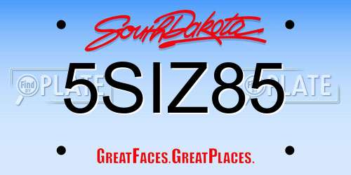 5SIZ85 South Dakota License Plate