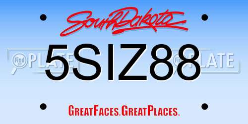 5SIZ88 South Dakota License Plate