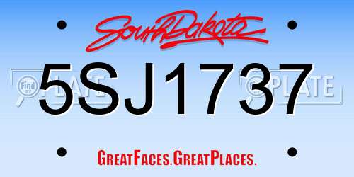 5SJ1737 South Dakota License Plate