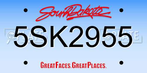 5SK2955 South Dakota License Plate