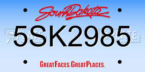 5SK2985 South Dakota License Plate