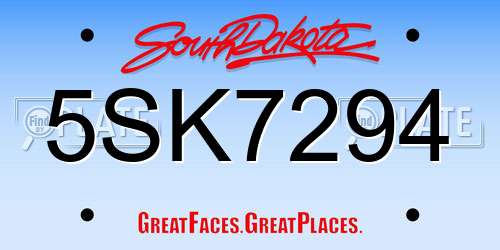5SK7294 South Dakota License Plate