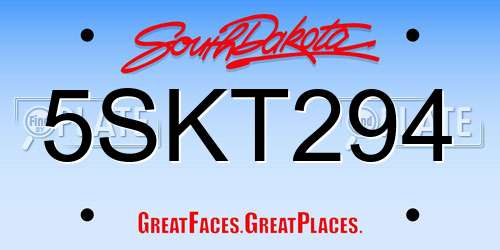 5SKT294 South Dakota License Plate