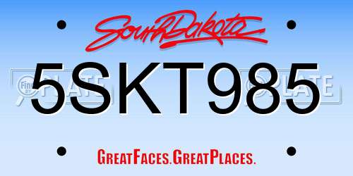 5SKT985 South Dakota License Plate