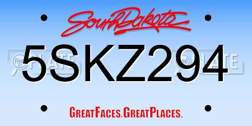 5SKZ294 South Dakota License Plate