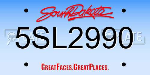 5SL2990 South Dakota License Plate