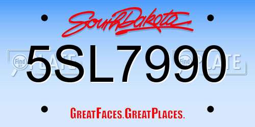 5SL7990 South Dakota License Plate