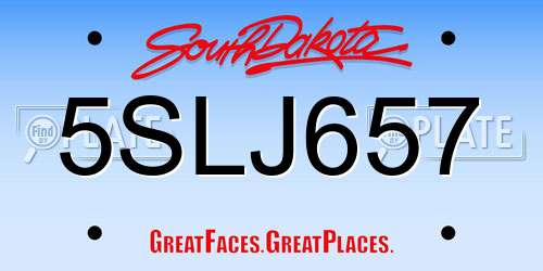 5SLJ657 South Dakota License Plate