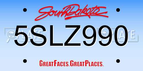 5SLZ990 South Dakota License Plate