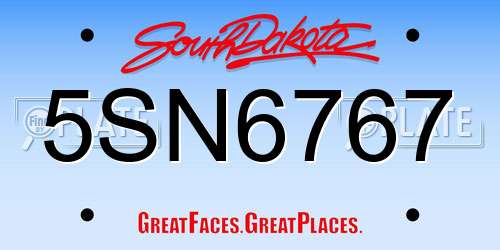 5SN6767 South Dakota License Plate