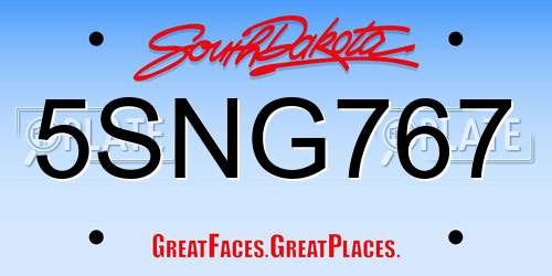 5SNG767 South Dakota License Plate