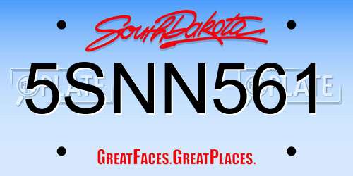 5SNN561 South Dakota License Plate