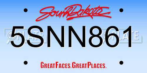 5SNN861 South Dakota License Plate