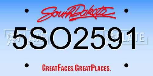5SO2591 South Dakota License Plate
