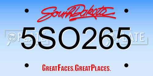 5SO265 South Dakota License Plate