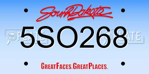 5SO268 South Dakota License Plate