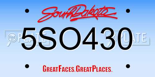 5SO430 South Dakota License Plate