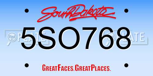 5SO768 South Dakota License Plate