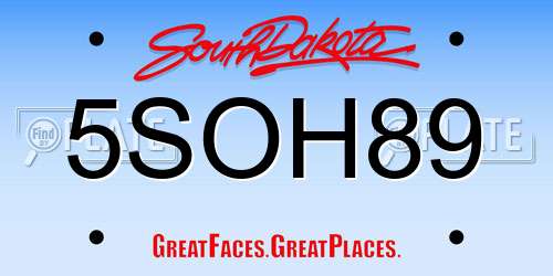 5SOH89 South Dakota License Plate
