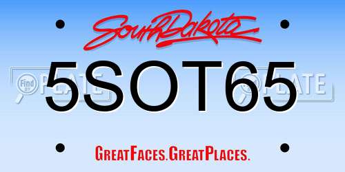 5SOT65 South Dakota License Plate