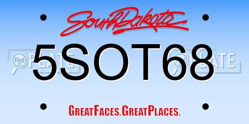 5SOT68 South Dakota License Plate