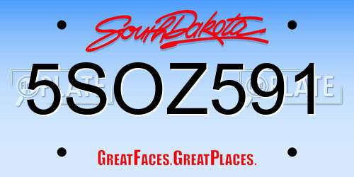 5SOZ591 South Dakota License Plate