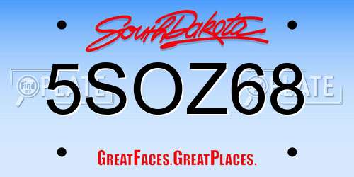 5SOZ68 South Dakota License Plate