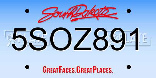 5SOZ891 South Dakota License Plate