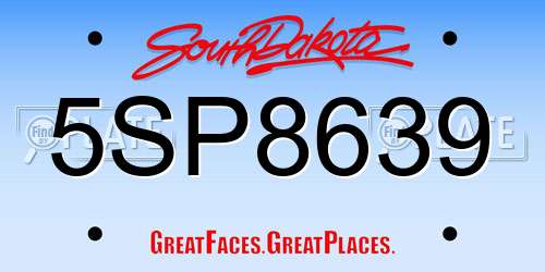 5SP8639 South Dakota License Plate
