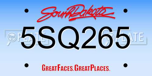 5SQ265 South Dakota License Plate