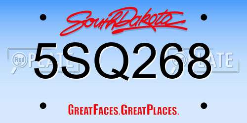 5SQ268 South Dakota License Plate