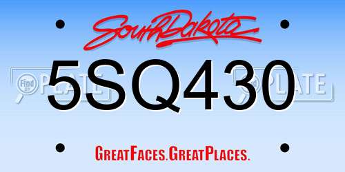 5SQ430 South Dakota License Plate