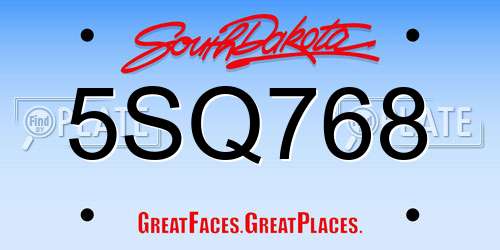 5SQ768 South Dakota License Plate