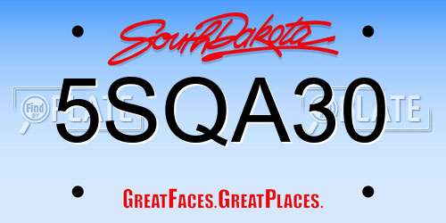 5SQA30 South Dakota License Plate