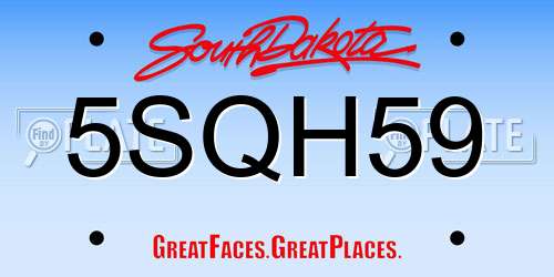 5SQH59 South Dakota License Plate