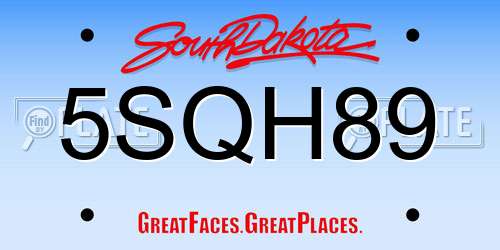 5SQH89 South Dakota License Plate