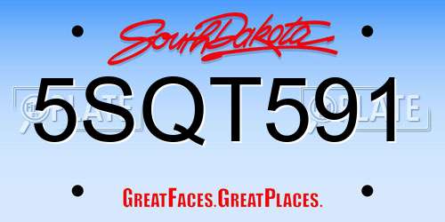 5SQT591 South Dakota License Plate