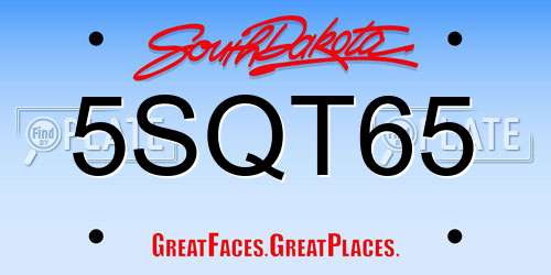 5SQT65 South Dakota License Plate