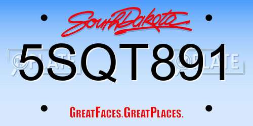 5SQT891 South Dakota License Plate